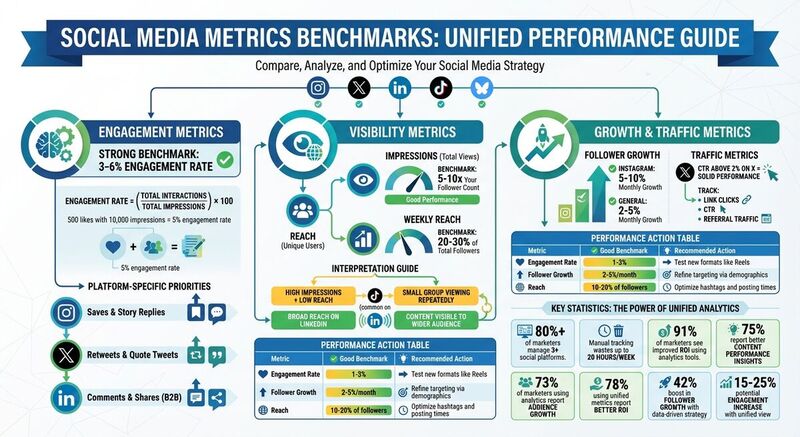 Social Media Metrics Benchmarks and Performance Indicators Across Platforms
