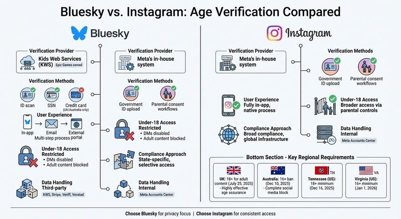 Bluesky vs Instagram Age Verification Methods Comparison