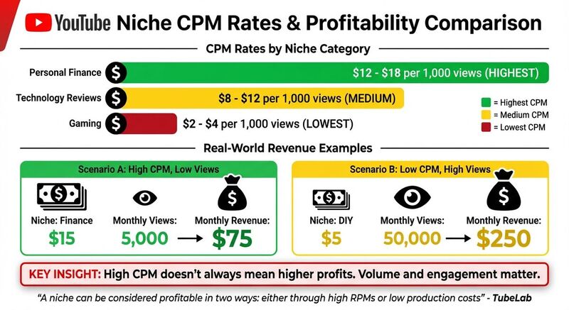 YouTube Niche CPM Rates and Profitability Comparison by Category