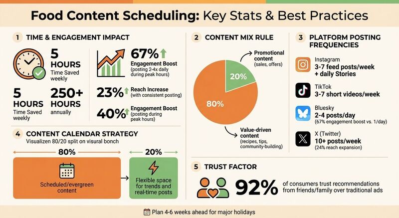 Food Content Scheduling Statistics: Time Savings, Engagement Rates, and Platform Best Practices