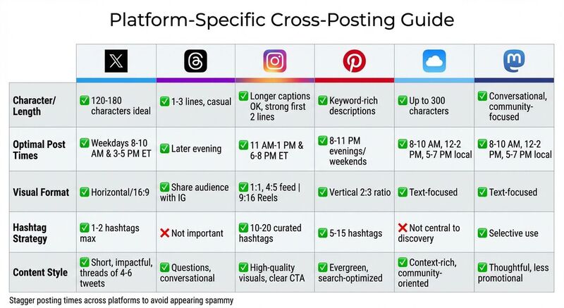 Platform-Specific Cross-Posting Guide: Optimal Post Formats and Timing