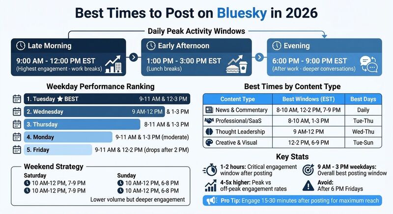 Best Times to Post on Bluesky by Day and Content Type 2026