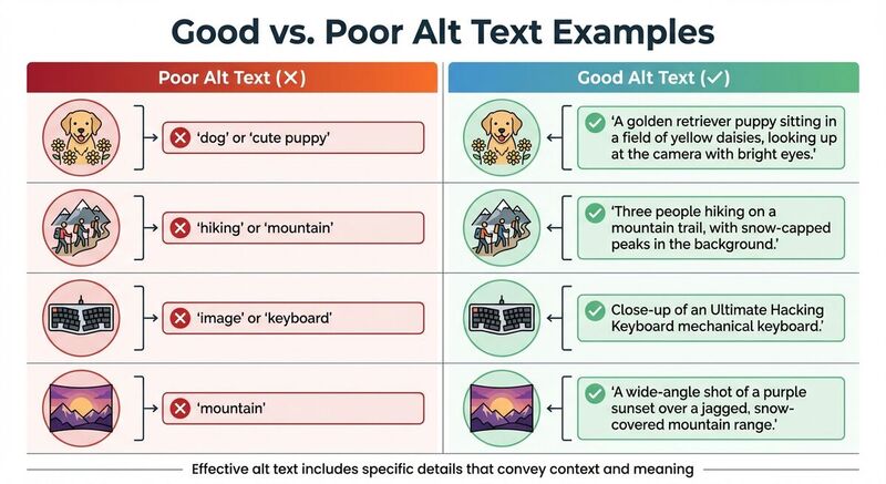 Good vs Poor Alt Text Examples for Social Media Images
