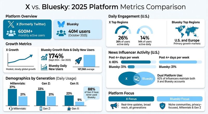 X vs Bluesky Social Media Platform Comparison 2025